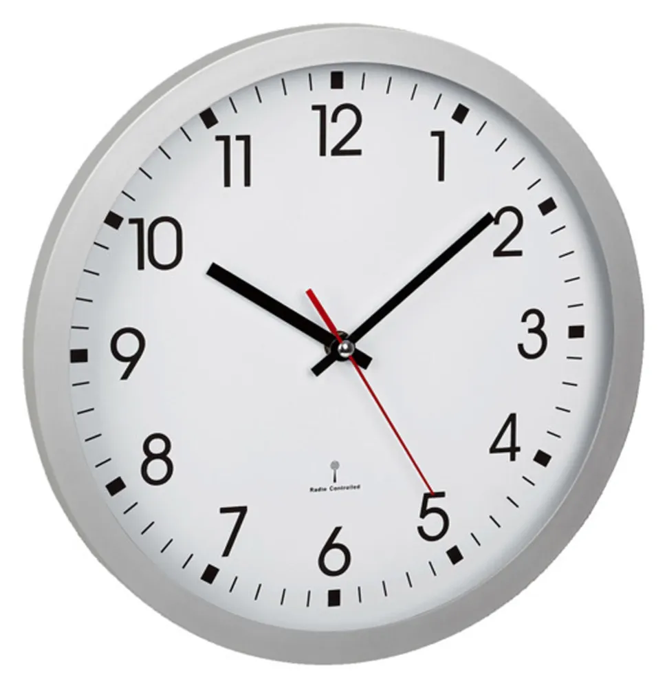 TFA Funk-Wanduhr silber ø 30 cm