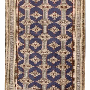 Turkaman Teppich - 136 x 101 cm - dunkelblau