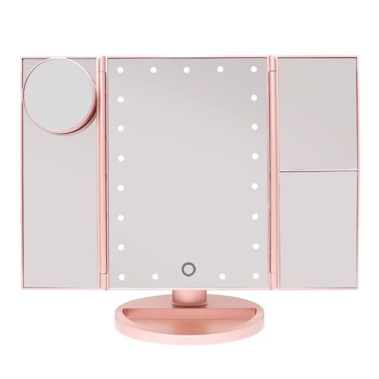 UNIQ Schminkspiegel – Trifold mit LED Licht & 3X Vergrößerung – Roségold