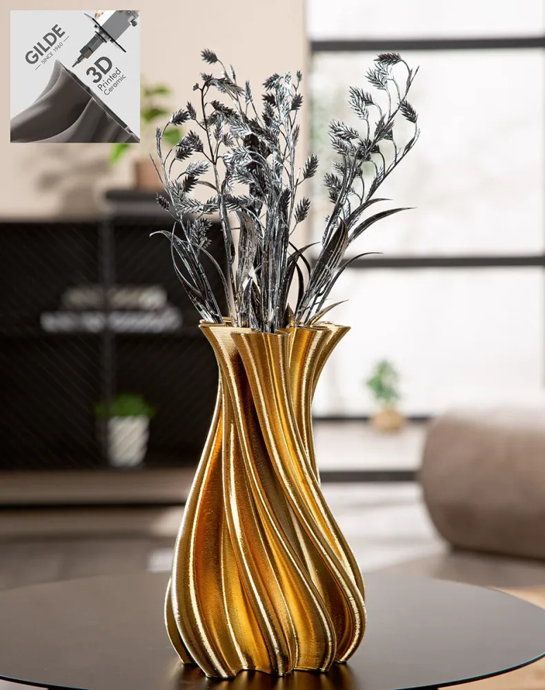 Vase Fold Keramik goldfarben