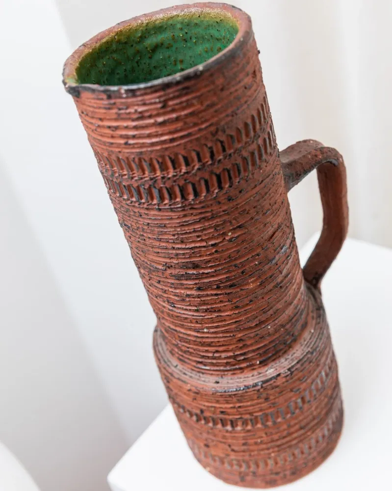Vintage Brutalist Chamottevase von Spara Keramik rotbraun Deutschland 1960er