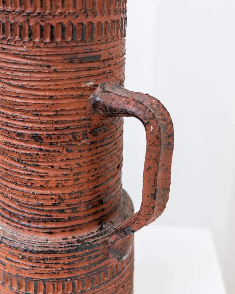 Vintage Brutalist Chamottevase von Spara Keramik rotbraun Deutschland 1960er
