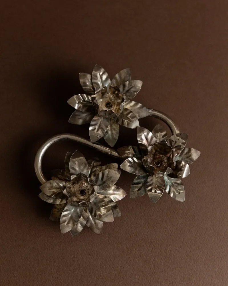 Vintage Kerzenhalter 3 Flowers versilbert