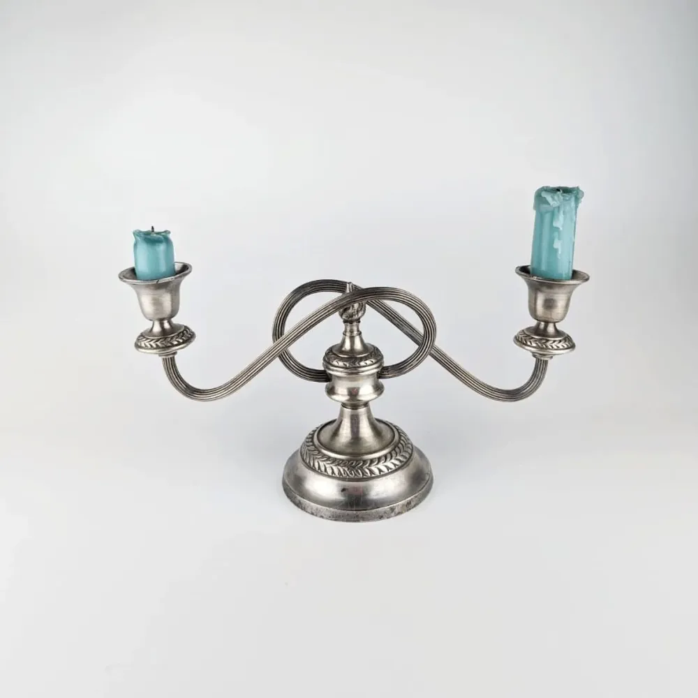 Vintage Kerzenständer England Swirl Metall Silber versilbert Set von 3
