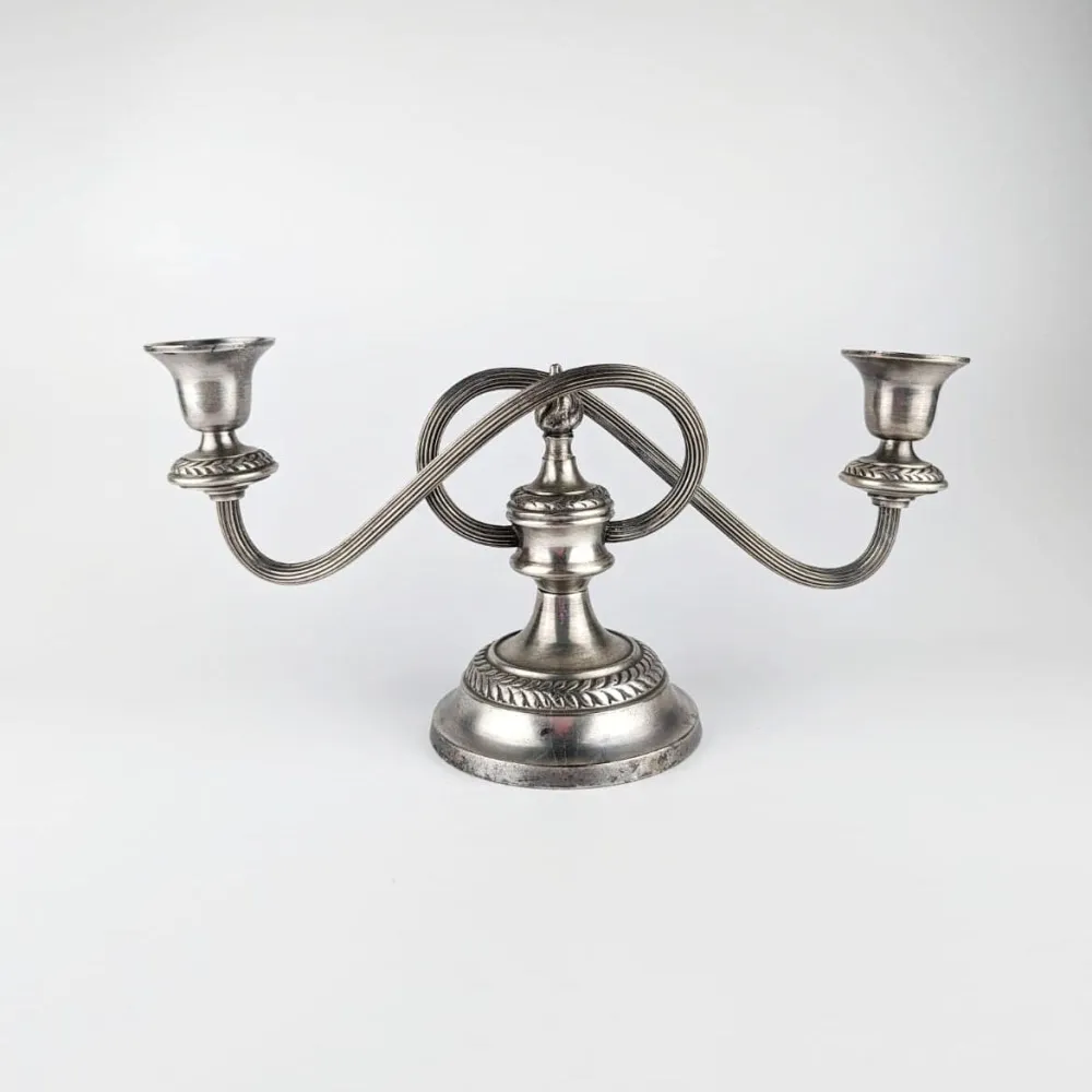 Vintage Kerzenständer England Swirl Metall Silber versilbert Set von 3