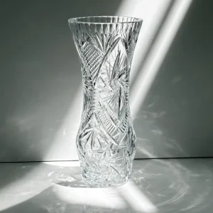 Vintage Kristall Glas Vase Mid Century 1960er 1970er Bleikristall
