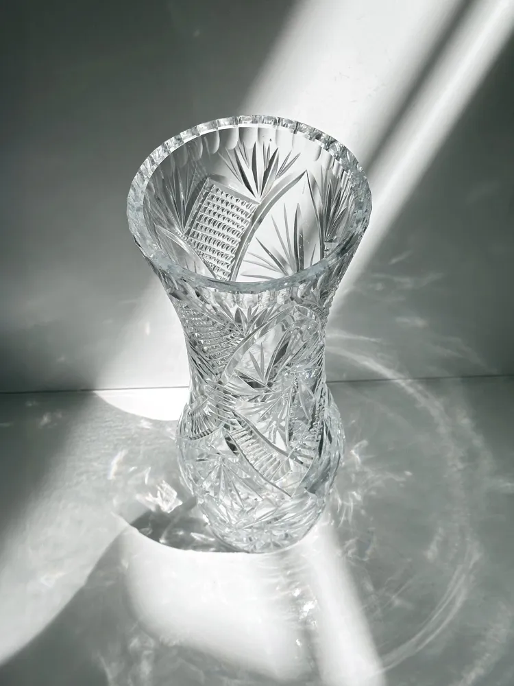 Vintage Kristall Glas Vase Mid Century 1960er 1970er Bleikristall