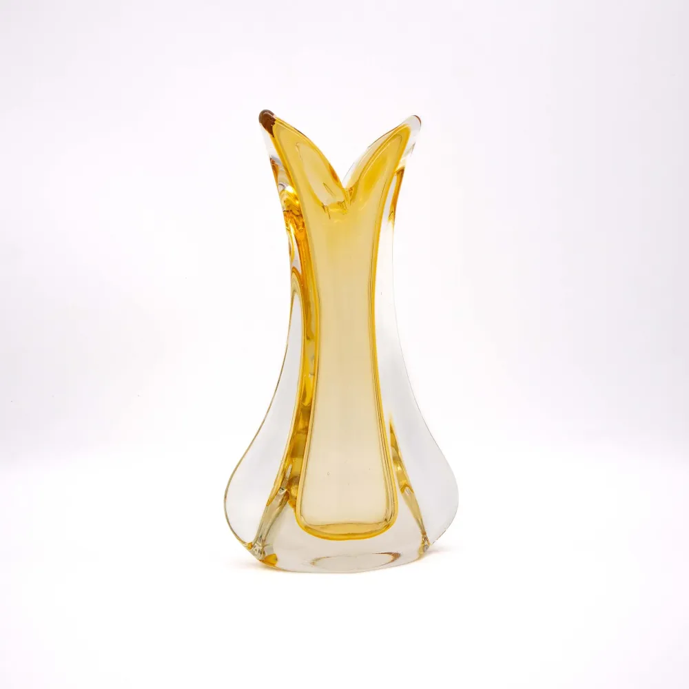 Vintage Murano Sommerso Vase Gelb