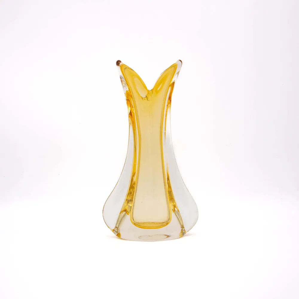 Vintage Murano Sommerso Vase Gelb