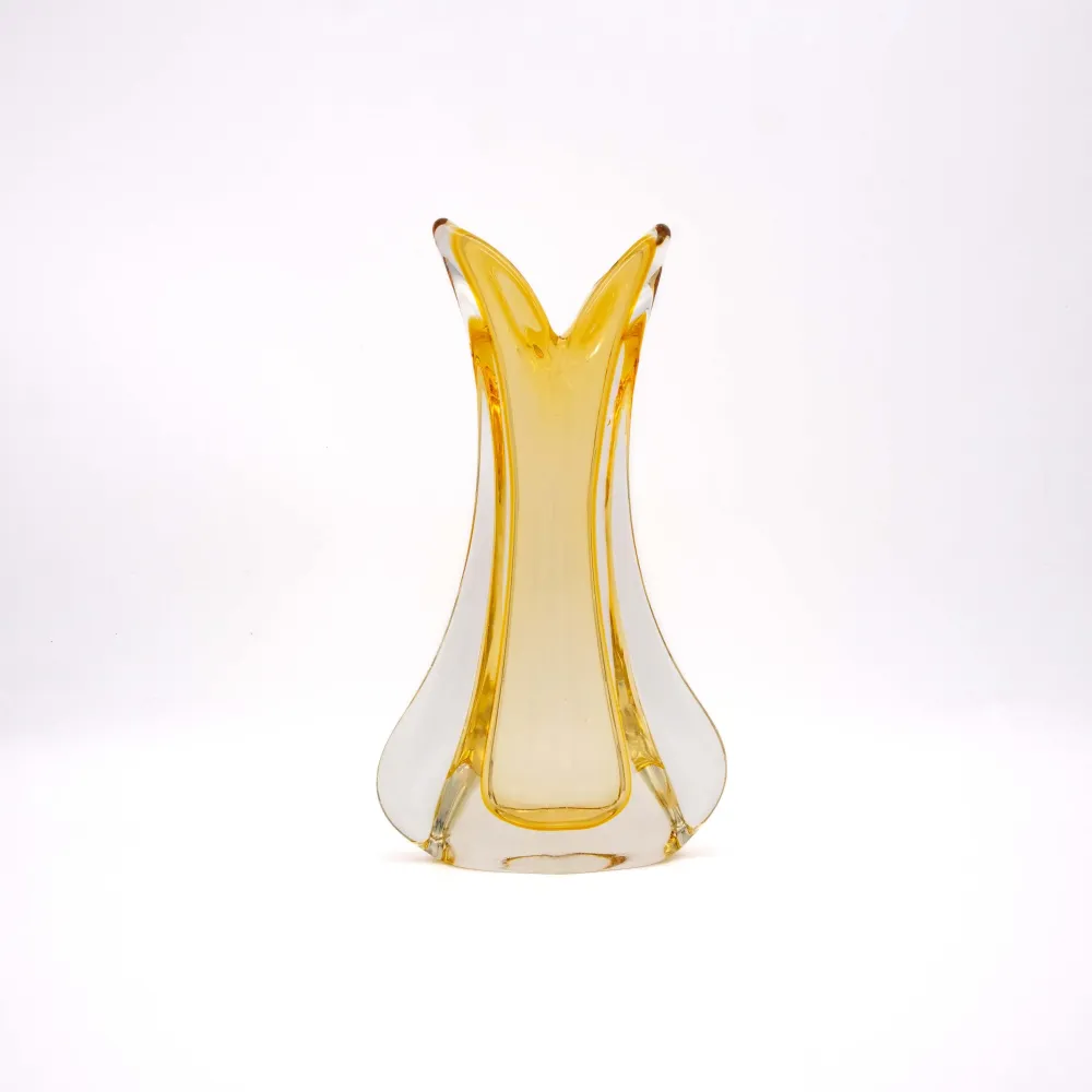 Vintage Murano Sommerso Vase Gelb