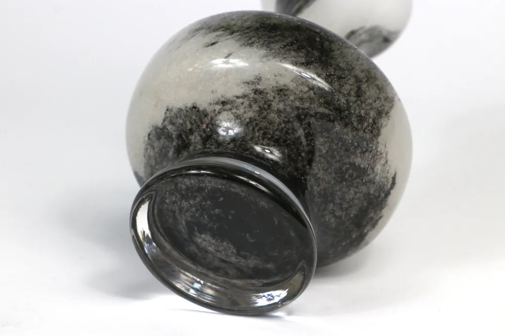 Vintage Murano Vase Schwarz Weiß Swirl Italien 1970er