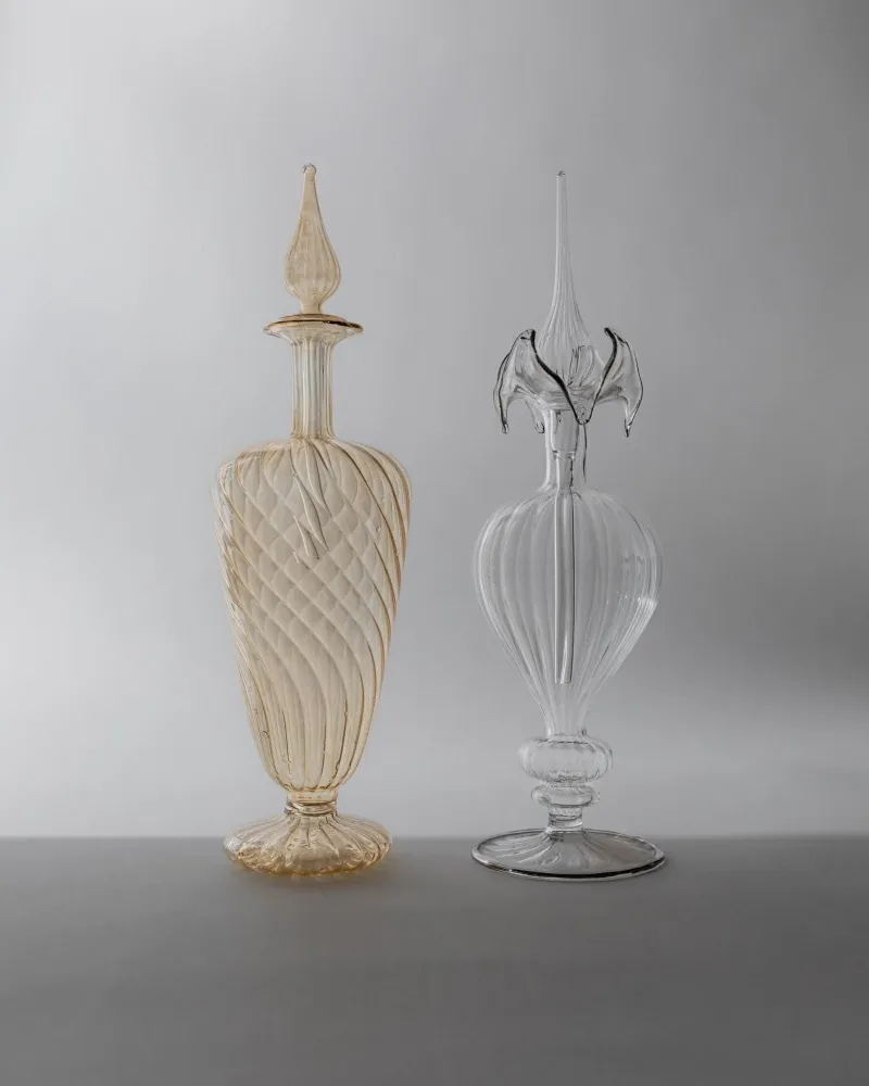 Vintage Parfümflasche Set von 2 Murano von Balestri skulptural mit Stöpsel