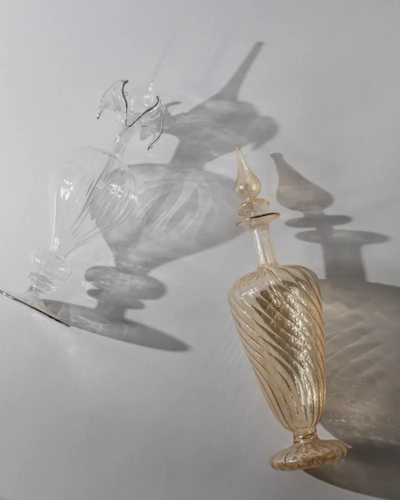 Vintage Parfümflasche Set von 2 Murano von Balestri skulptural mit Stöpsel