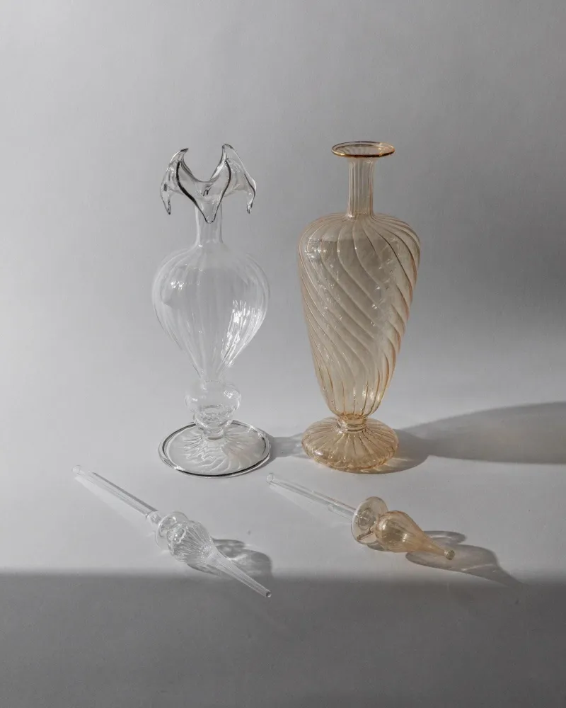Vintage Parfümflasche Set von 2 Murano von Balestri skulptural mit Stöpsel