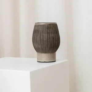 Vintage Studio Keramikvase 1970er - Grau und Beige - Mid Century Dänemark