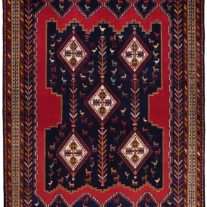 Vintage Teppich Afshar 223x172cm bunt mit Medallionmuster