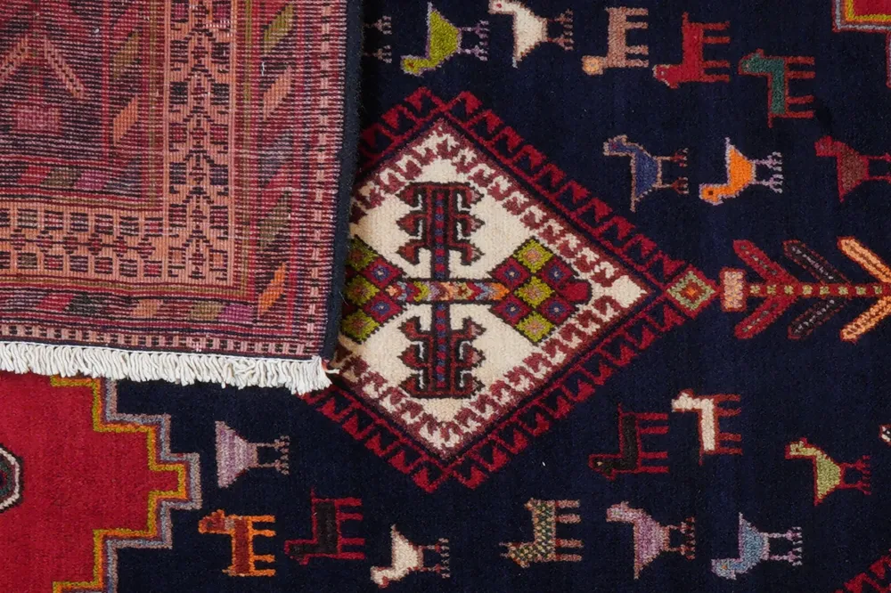 Vintage Teppich Afshar 223x172cm bunt mit Medallionmuster