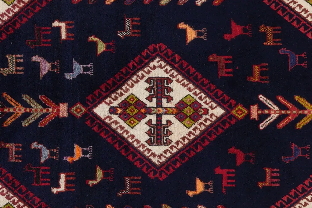 Vintage Teppich Afshar 223x172cm bunt mit Medallionmuster