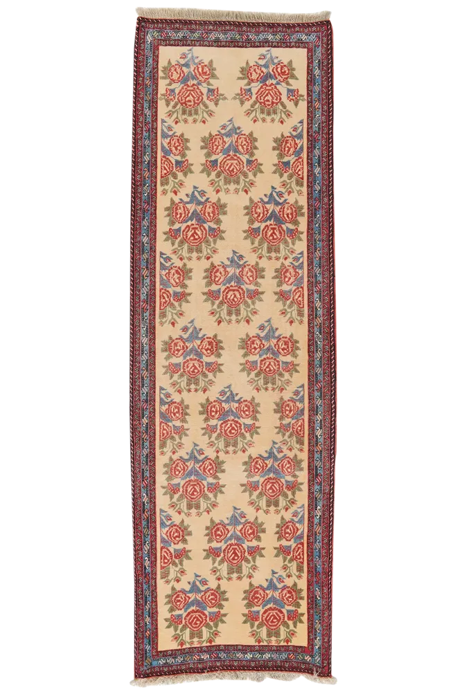 Vintage Teppich Afshar 274x87cm bunt Naturmotive