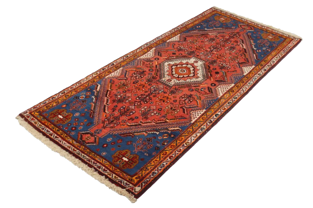 Vintage Teppich Gashgai 200x87cm bunt Naturmotiv