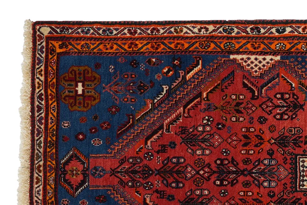 Vintage Teppich Gashgai 200x87cm bunt Naturmotiv
