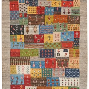 Vintage Teppich Rizbaf 149x101cm Bunt Naturinspirierte Motive