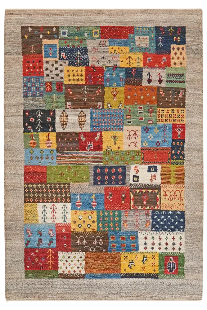 Vintage Teppich Rizbaf 149x101cm Bunt Naturinspirierte Motive