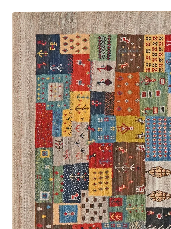 Vintage Teppich Rizbaf 149x101cm Bunt Naturinspirierte Motive