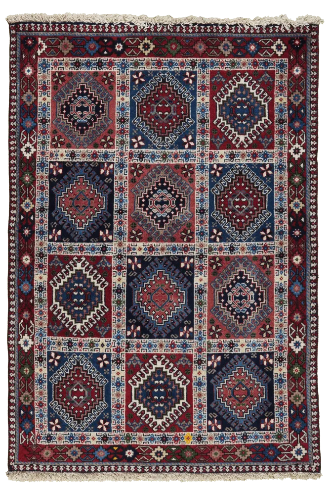 Vintage Teppich Yalameh 146x101cm Bunt Naturinspirierte Motive