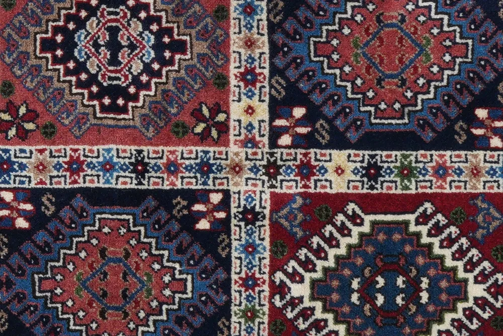 Vintage Teppich Yalameh 146x101cm Bunt Naturinspirierte Motive