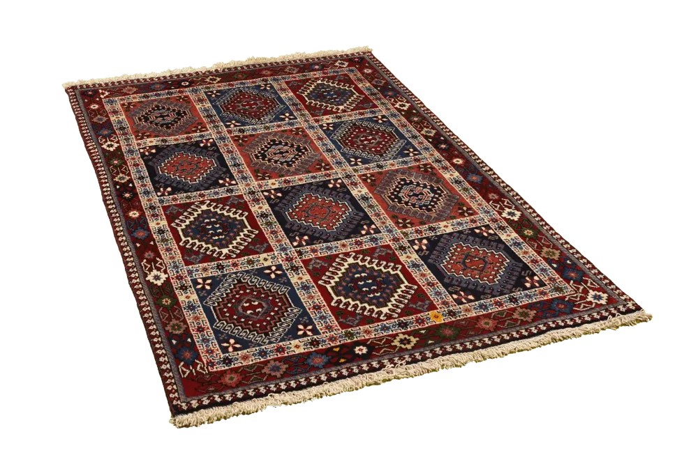 Vintage Teppich Yalameh 146x101cm Bunt Naturinspirierte Motive