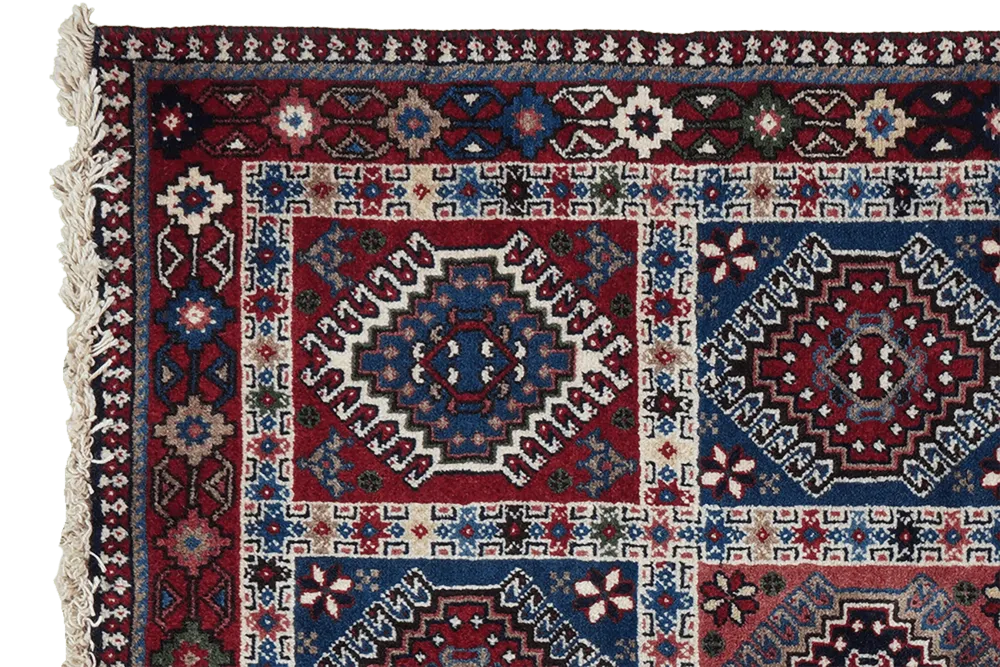 Vintage Teppich Yalameh 146x101cm Bunt Naturinspirierte Motive