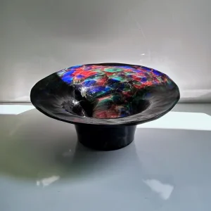 Vintage Vase Böhmisches Glas Rot Grün Blau 1980er Space Age Galaxy