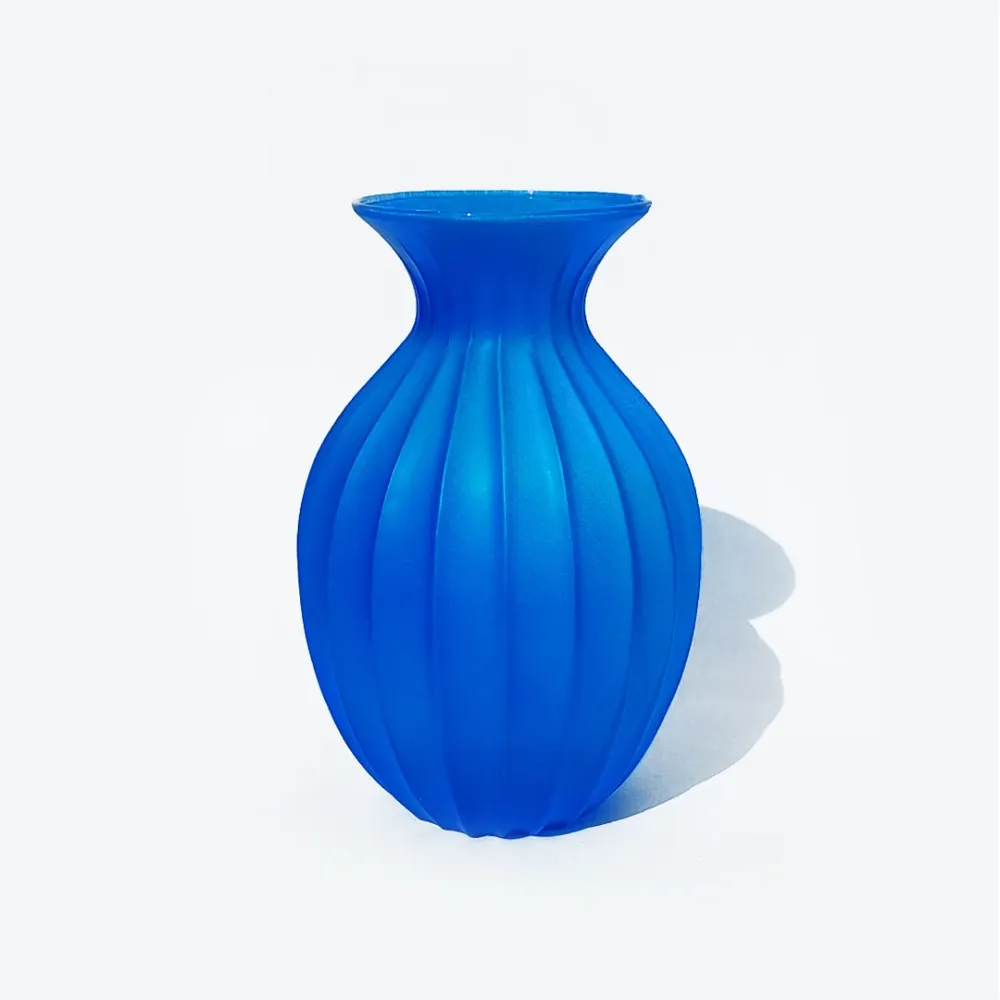 Vintage Vase Facettes Blau