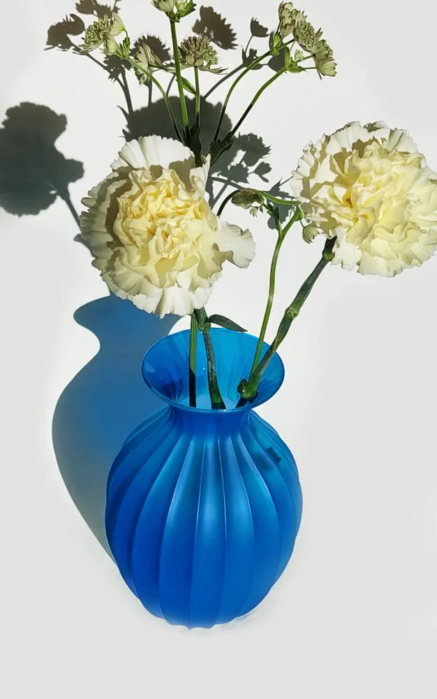 Vintage Vase Facettes Blau