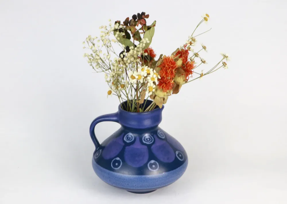 Vintage Vase KMK Keramik Blau 1970er