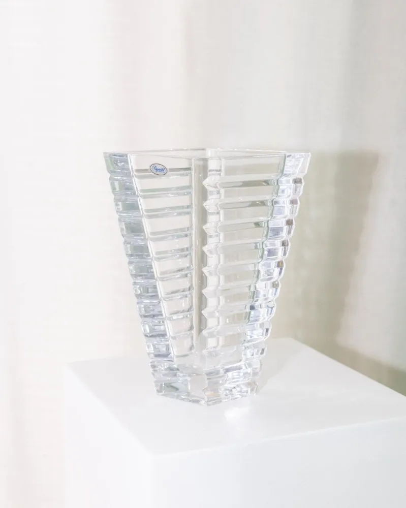 Vintage Vase Kristallglas Rogaska Kegelform Italien 1980er