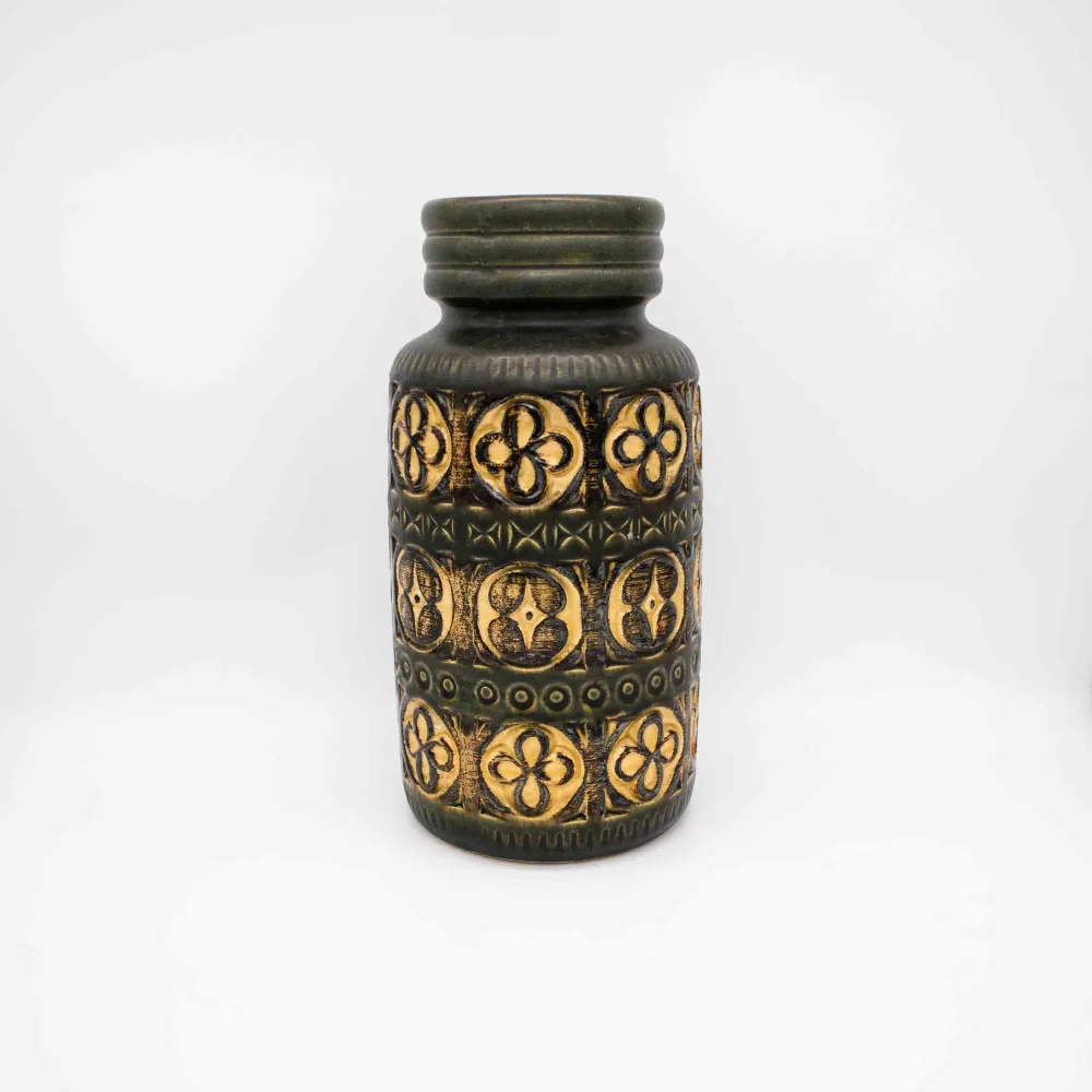 Vintage Vase mit Blumenmuster von Scheurich