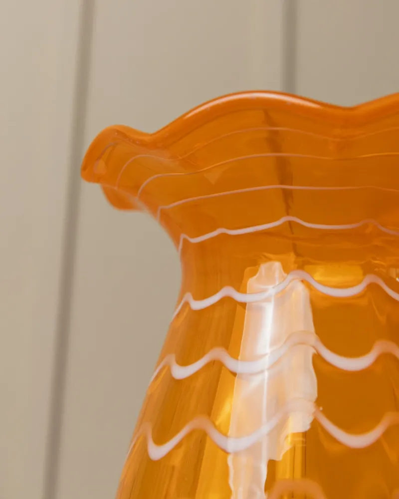 Vintage Vase Murano Glas Orange Weiß Mid Century Design Retro 1970er Jahre