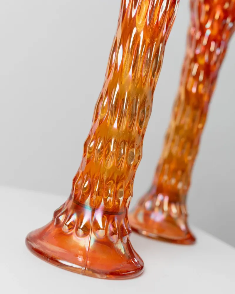 Vintage Vase von Fenton orange Glas Set von 2