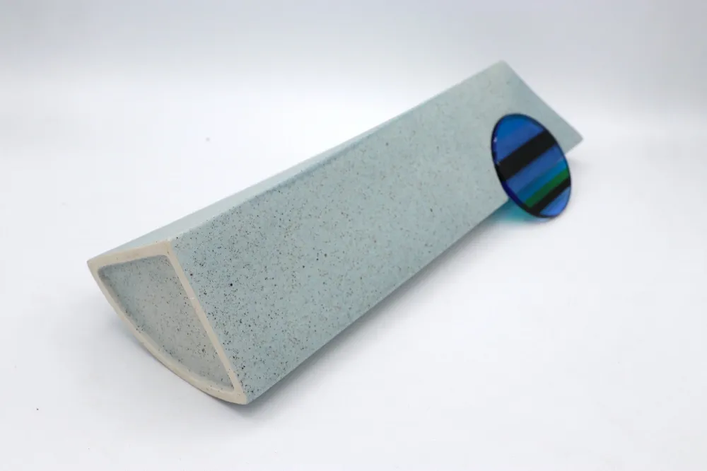 Vintage Vase von Lineasette Italien grau-gepunktet Murano Glas 70er 80er