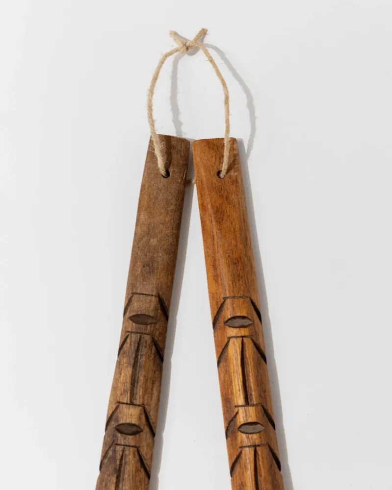 Vintage Wanddeko Set von 2 Holzbesteck Löffel und Gabel Italien 1960er