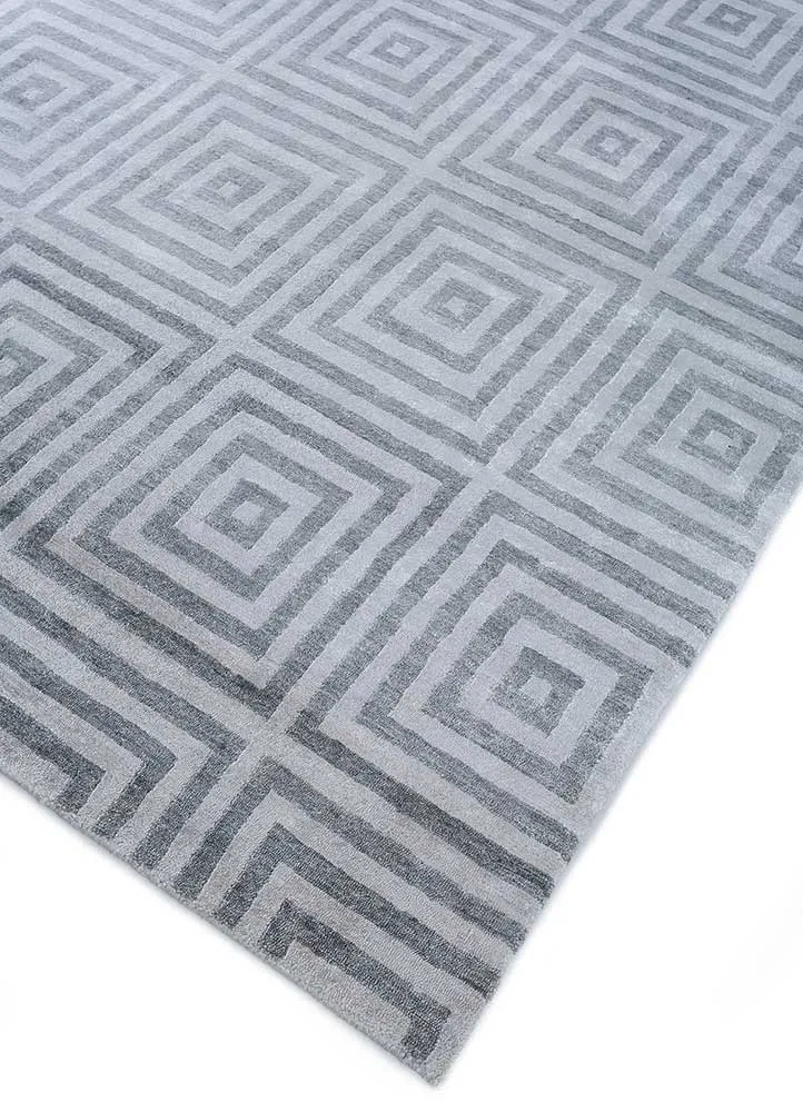 Viskose Teppich quadratisch - 345 x 345 cm - silber