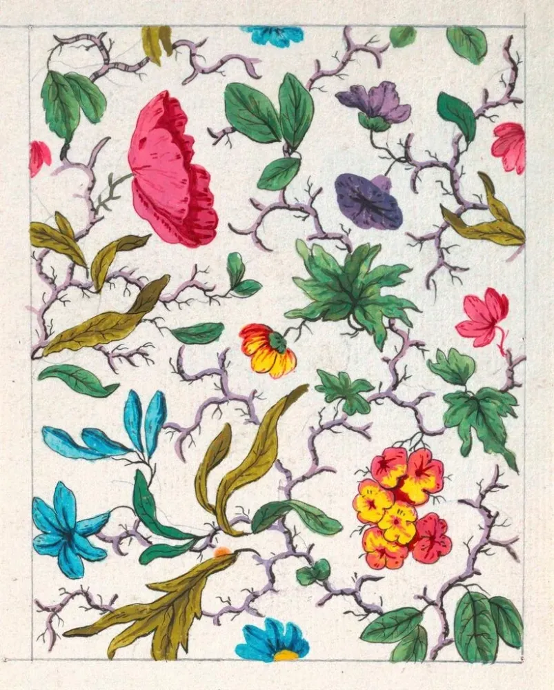 V-Motiv Blumenmuster für Textildruck, Pl V - Anonym | Kunstdruck