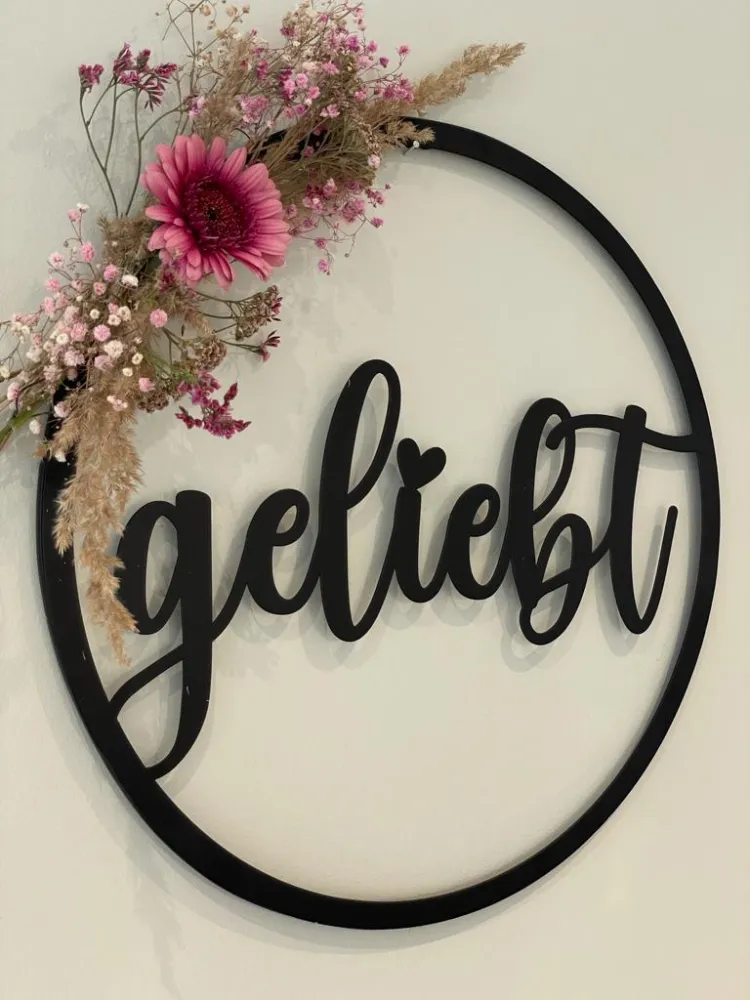 Wanddeko geliebt 39cm schwarz