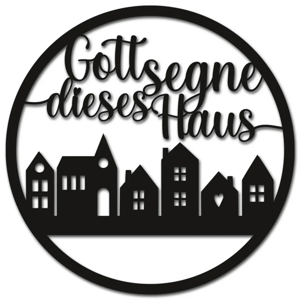 Wanddeko "Gott segne dieses Haus" 39cm schwarz