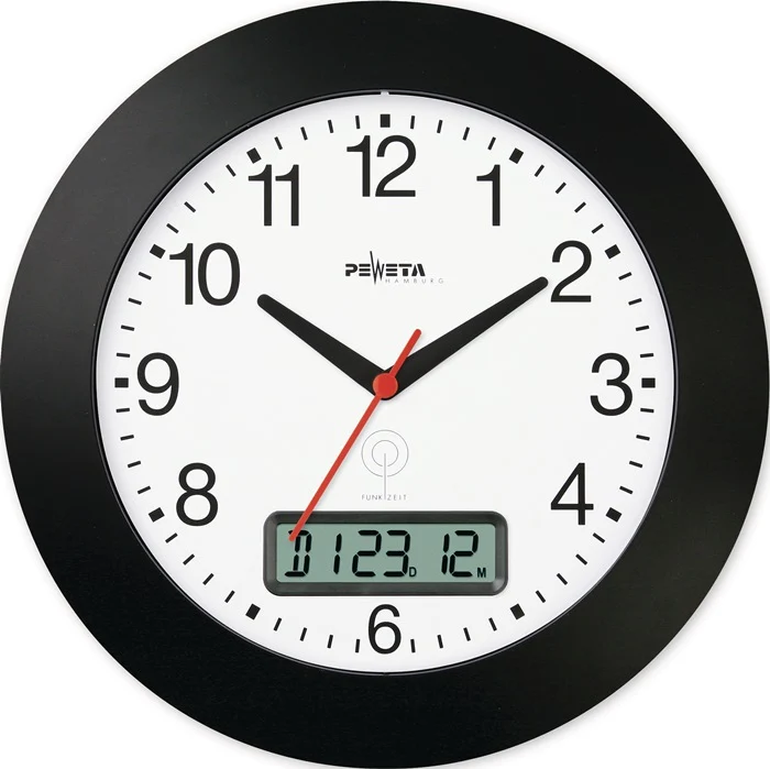Wanduhr ( 9106486631 ) Funkuhr Kunststoff schwarz Zahlen