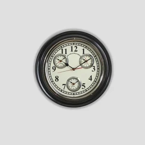 Wanduhr aus Holz mit Metallelementen, schwarz von Dialma Brown