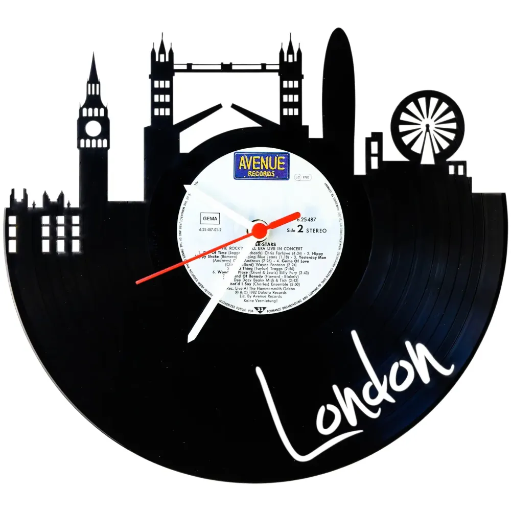 Wanduhr aus Vinyl Skyline London