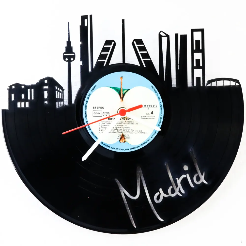 Wanduhr aus Vinyl Skyline Madrid